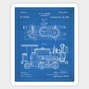 Steam Train Patent - Steam Locomotive Art - Blueprint Sticker